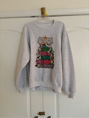Gray Holiday Pencil Christmas Tree Stack Sweatshirt